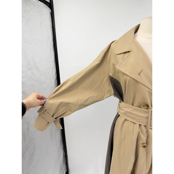 FRAY I.D Double Breasted Trench Coat Oversized Mix Pattern Japanese Minimalism S - Picture 9 of 16